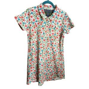 William Murray Golf Polo Dress SZ L Pink And Blue Floral Preppt Sporty Mini